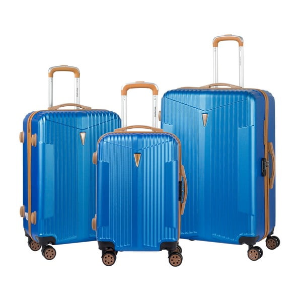 Zestaw 3 niebieskich walizek na kółkach Murano Europa