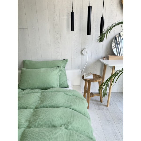 Zielona pościel jednoosobowa muślinowa 135x200 cm Plain Muslin – Butter Kings
