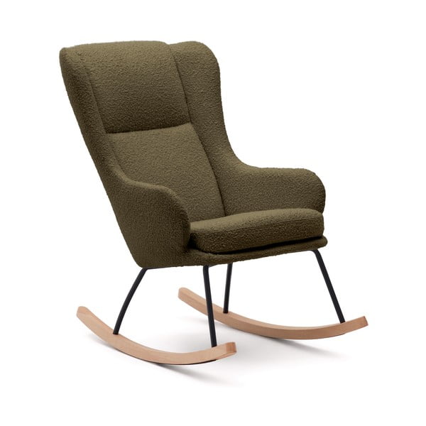 Zielony bujany fotel z materiału bouclé Maustin – Kave Home