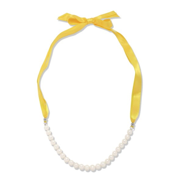 Naszyjnik perłowy na żółtej wstążce Nova Pearls Copenhagen Mara de Vida 