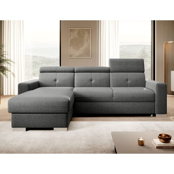 Szary rozkładany/ze schowkiem narożnik (lewostronny/z szezlongiem) Fresia – ELTAP-image-1