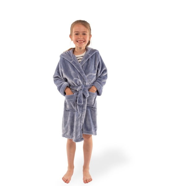 Niebieski szlafrok dziecięcy z mikropluszu w rozmiarze 134-140 Delux – Tiseco Home Studio-image-1