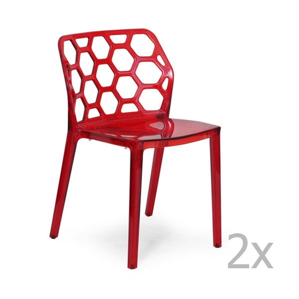 Zestaw 2
  czerwonych krzeseł Garageeight Honeycomb