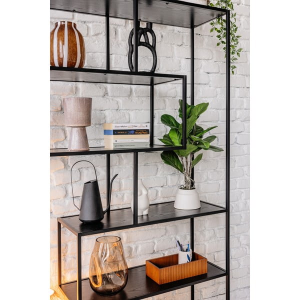 Czarny regał w dekorze jesionu 114x185 cm Seaford – Actona-image-4