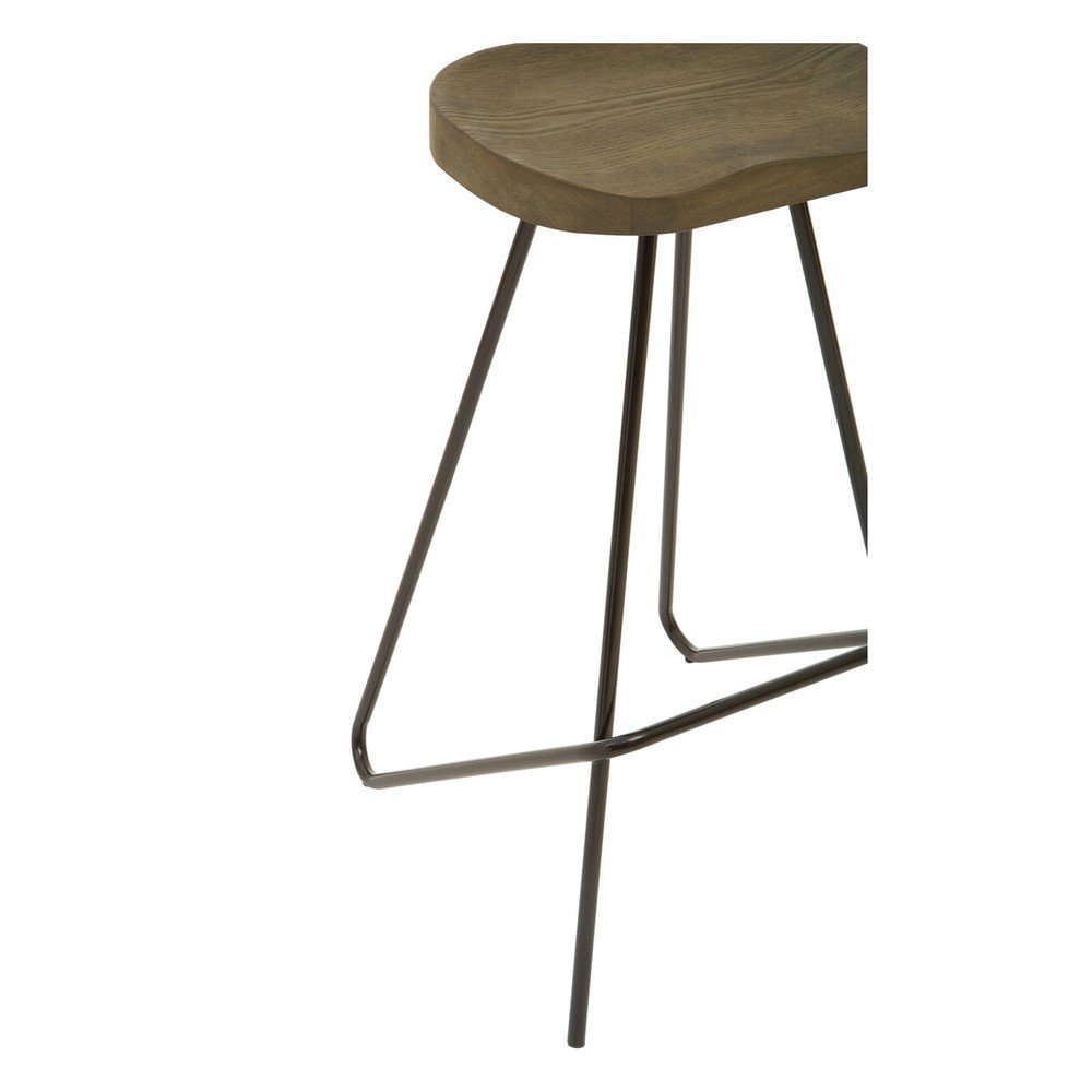 Czarny/w naturalnym kolorze hoker z litego drewna wiązu (wysokość siedziska 78 cm) District – Premier Housewares (zdjęcie 7)