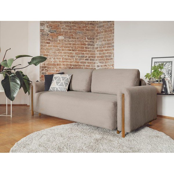 Jasnobrązowa sztruksowa rozkładana/ze schowkiem sofa 244 cm Arcadova – ELTAP-image-3