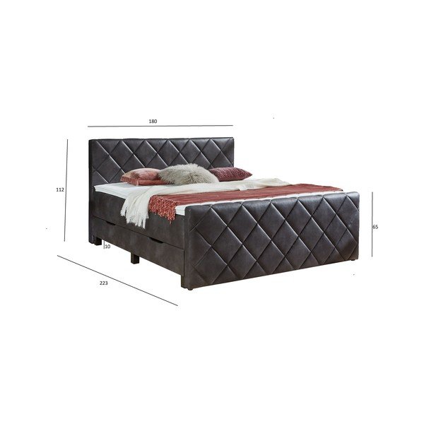Czarne łóżko boxspring ze schowkiem 180x200 cm Chester – Rojaplast-image-4