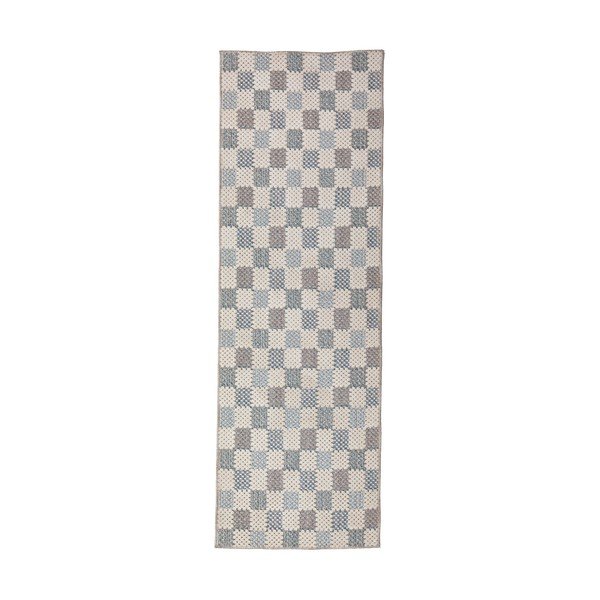 Niebieski chodnik z mieszanki bawełny odpowiedni do prania 80x230 cm Muted Checkerboard – Flair Rugs