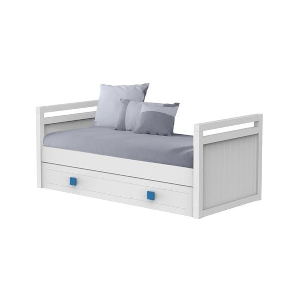 Białe łóżko jednoosobowe z szufladą Trébol Mobiliario Aura, 90x190 cm