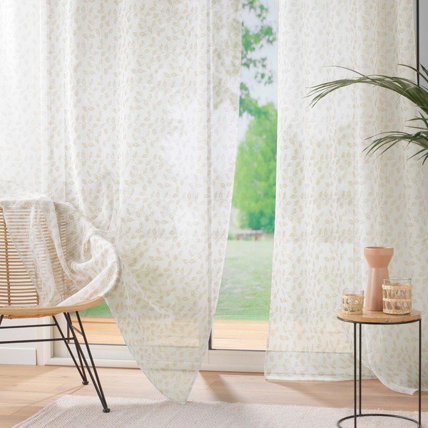 Beżowa firanka z woalu 137x280 cm Farandole – douceur d'intérieur-image-3