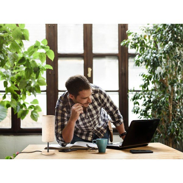 Czarno-naturalna lampa stołowa z tekstylnym kloszem (wysokość 30 cm) Kira – Fischer & Honsel-image-1