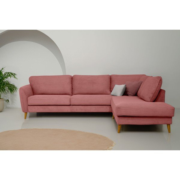 Różowy sztruksowy narożnik (prawostronny) Paris – Scandic-image-1