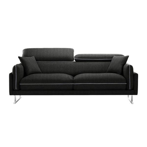 Czarna sofa 3-osobowa z szarym wykończeniem L'Officiel Gigi