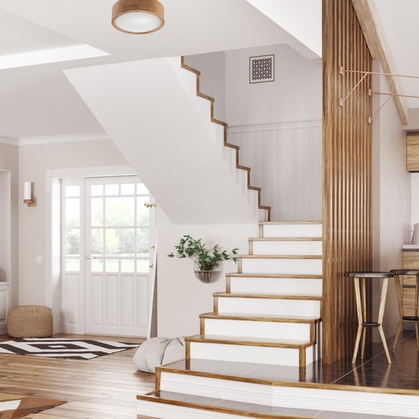 Brązowa lampa sufitowa ze szklanym kloszem ø 27 cm Eveline – LAMKUR-image-2