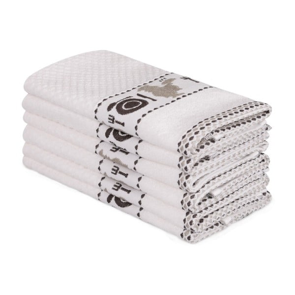 Zestaw 6 beżowych ręczników bawełnianych Beyaz Asci, 30x50 cm