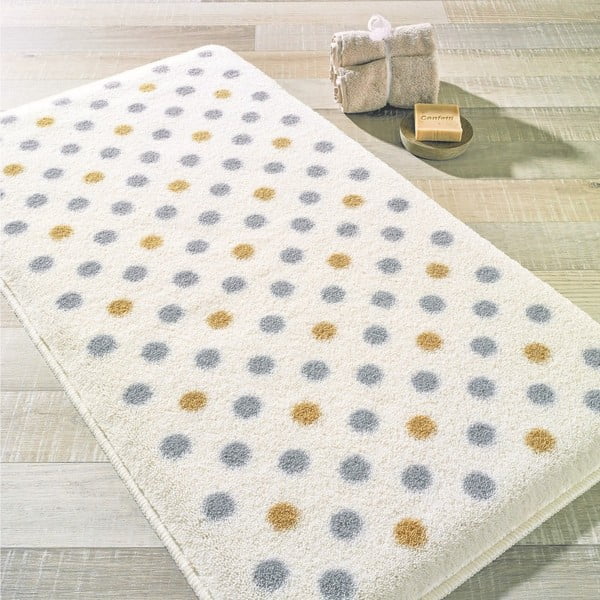 Szary dywanik łazienkowy Confetti Bathmats Polka, 55x57 cm