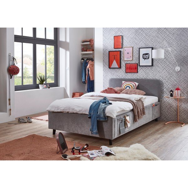 Szare łóżko dziecięce ze schowkiem ze stelażem 140x200 cm Cosy – Meise Möbel-image-1