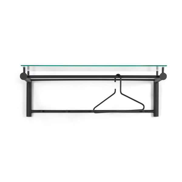 Czarny metalowy wieszak ścienny z półką Suza – Spinder Design-image-2