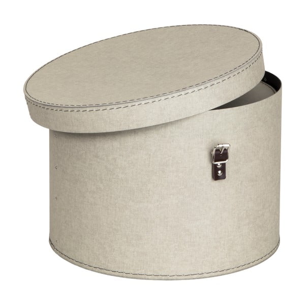 Beżowe kartonowe pojemniki zestaw 2 szt. z pokrywką ø 37,5x25 cm Rut Canvas Paper Laminate – Bigso-image-3