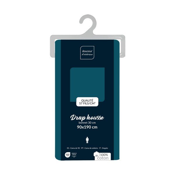 Morskie bawełniane prześcieradło z gumką 90x190 cm Lina – douceur d'intérieur-image-2