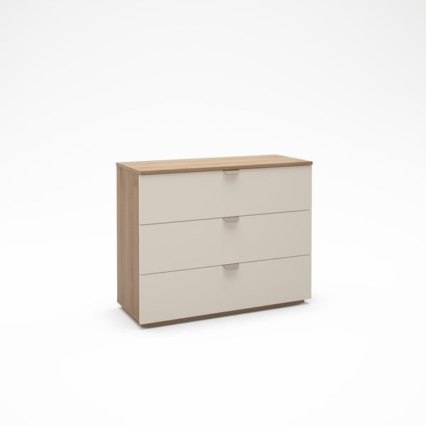 Kremowo-naturalna komoda w dekorze dębu 100x80x40 cm Dennis – Marckeric-image-3