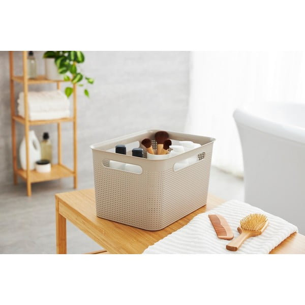 Beżowy koszyk z plastiku z recyklingu Brisen – Rotho-image-4