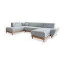 Jasnoszara rozkładana sofa w kształcie litery "U" Miuform Dazzling Daisy, lewostronna