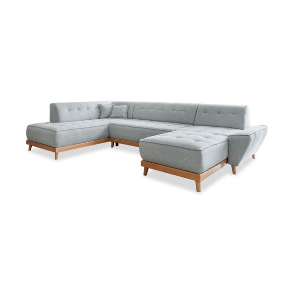 Jasnoszara rozkładana sofa w kształcie litery "U" Miuform Dazzling Daisy, lewostronna