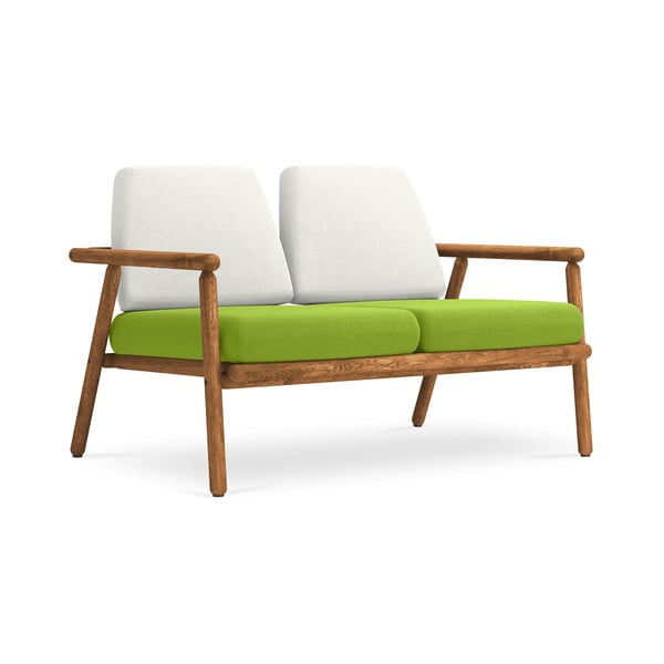 Jasnoszaro-oliwkowa sofa ogrodowa z konstrukcją z litego drewna akacji Calme Jardin Capri