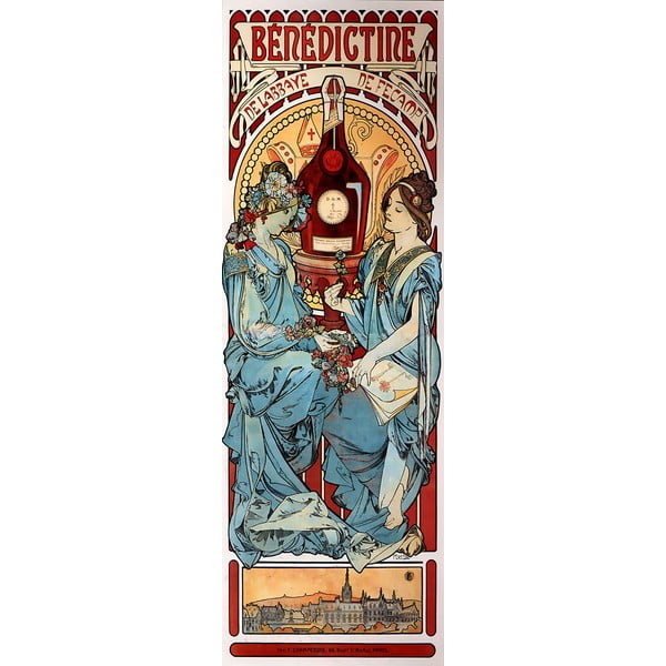 Obraz – reprodukcja 30x90 cm Benedictine, Alfons Mucha – Fedkolor