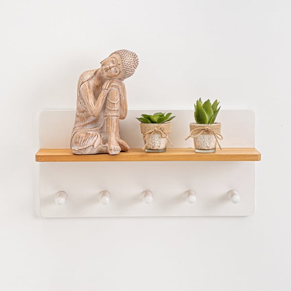 Biały wieszak ścienny z półką – Casa Selección-image-1