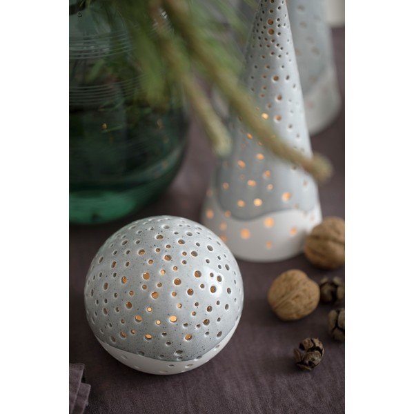 Szary świąteczny świecznik z porcelany kostnej Kähler Design Nobili, ⌀ 14 cm-image-1