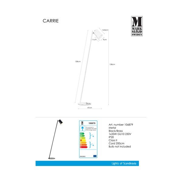 Czarna lampa stojąca lampa Markslöjd Carrie-image-2
