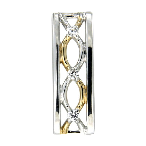 Srebrny wisiorek z białymi kryształami Swarovski Elements Crystals Gold Rectangle Lina