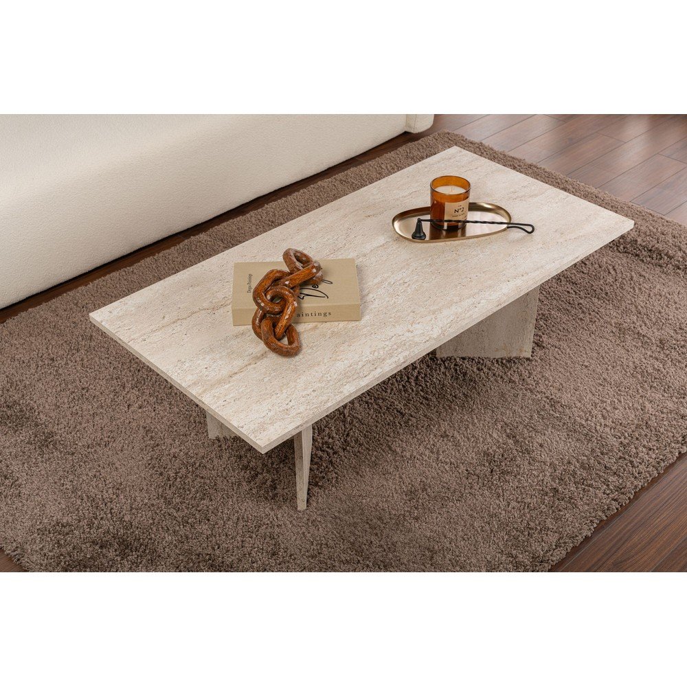 Beżowy stolik z półmatowym wykończeniem 60x119 cm Sabin – Kalune Design (zdjęcie 3)