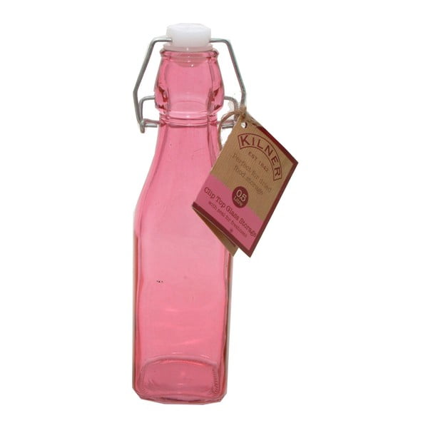 Różowa butelka z hermetycznym zamknięciem Kilner, 0,25 l