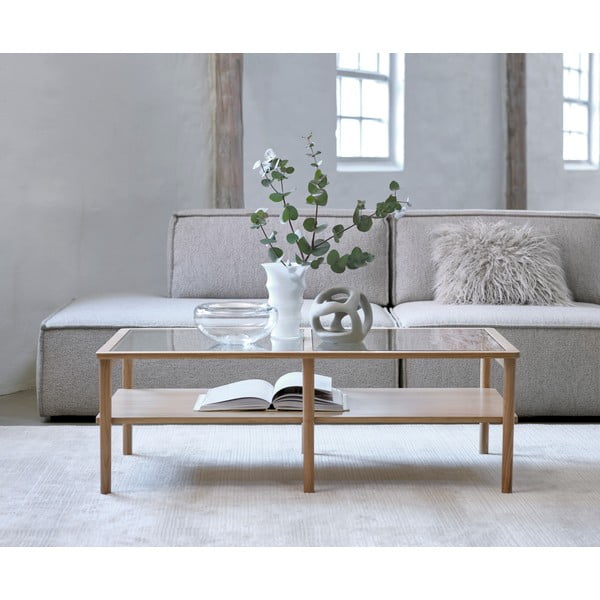 Naturalny szklany stolik 60x120 cm Elba – Unique Furniture-image-1