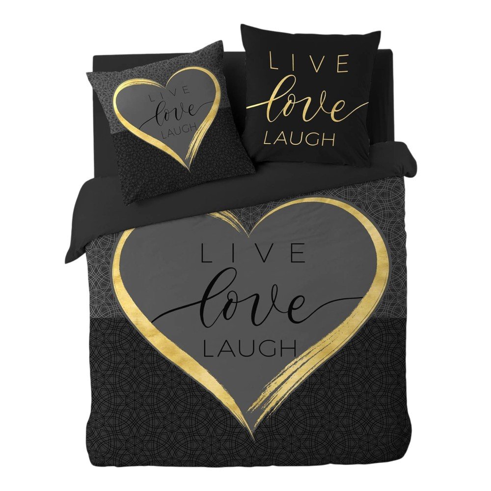 Czarna bawełniana pościel dwuosobowa 200x200 cm Crazy Love – douceur d'intérieur