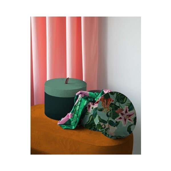 Zestaw 2 okrągłych pojemników z aksamitu Velvet Atelier Flowers-image-1