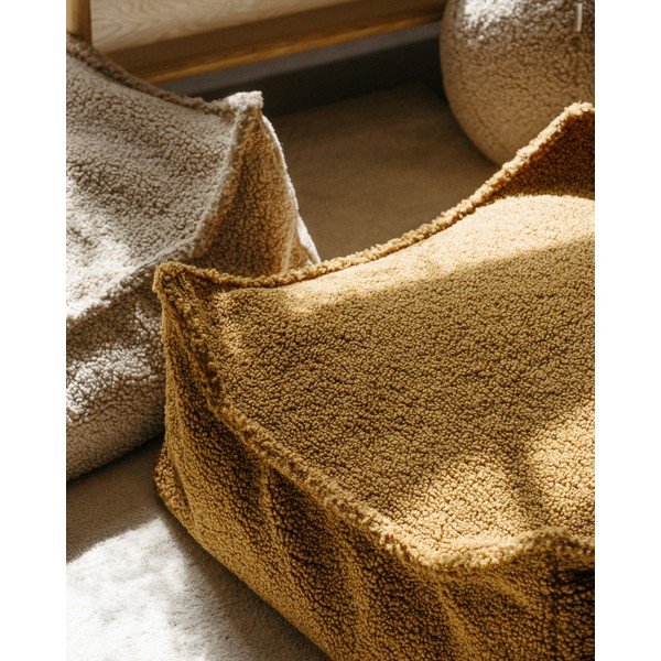 Brązowy dziecięcy worek do siedzenia z materiału bouclé Square – Wigiwama-image-2