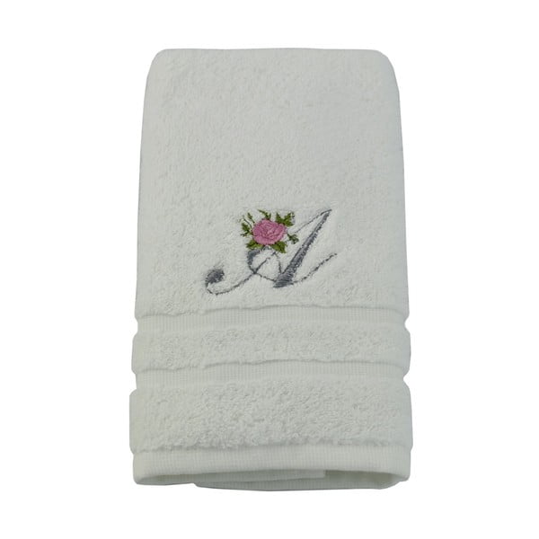 Ręcznik z inicjałem i różyczką A, 50x90 cm
