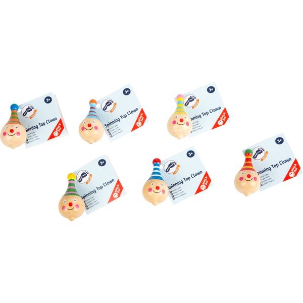 Zestaw 6 drewnianych bączków z klaunami Legler-image-3