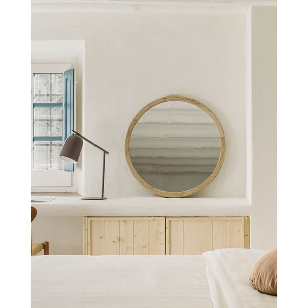 Lustro ścienne z drewnianą ramą ø 100 cm Alum – Kave Home-image-2