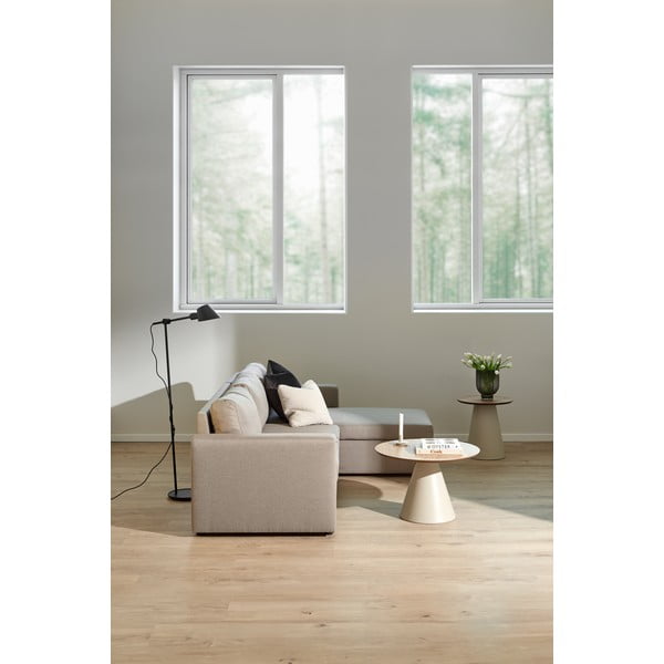 Kremowy okrągły stolik z blatem w dekorze dębu ø 45 cm Soli – Actona-image-1