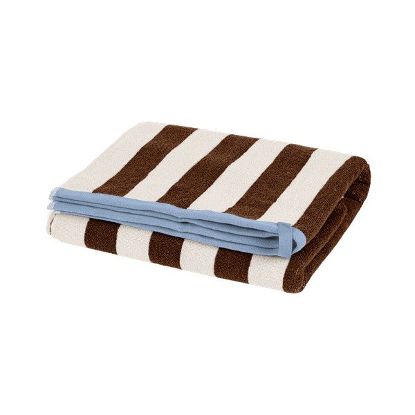 Brązowy/kremowy bawełniany ręcznik kąpielowy frotte 70x140 cm Gobo – noo.ma
