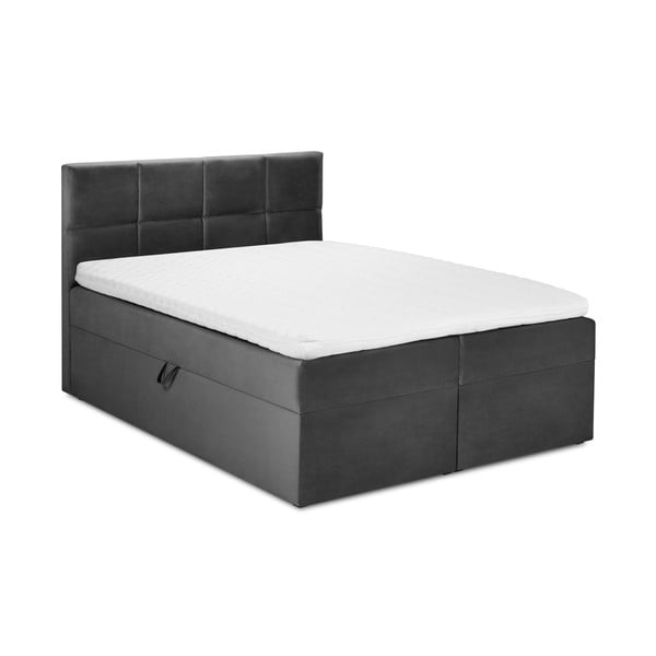 Ciemnoszare łóżko boxspring ze schowkiem 200x200 cm Mimicry – Mazzini Beds