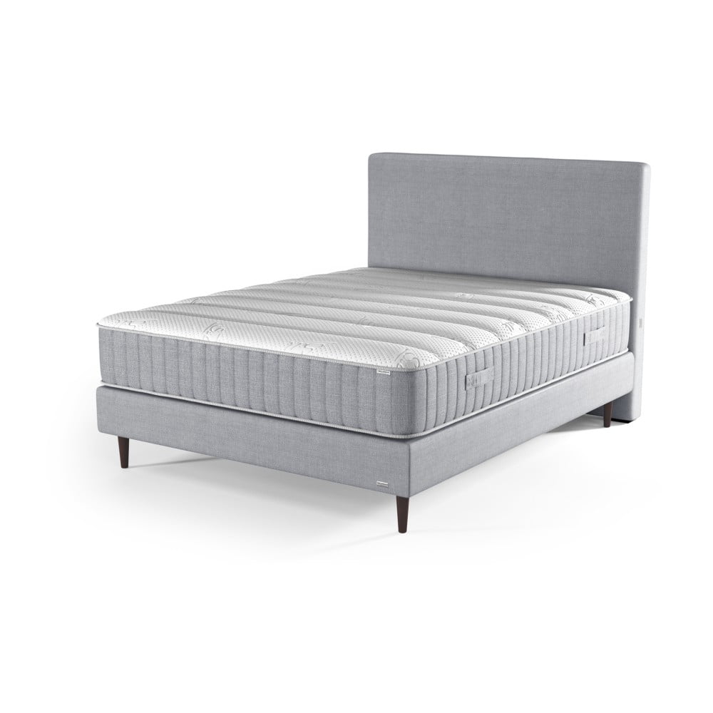 Szare łóżko boxspring z zagłówkiem i materacem z pianki Ted Lapidus Maison JASPE, 160x200 cm