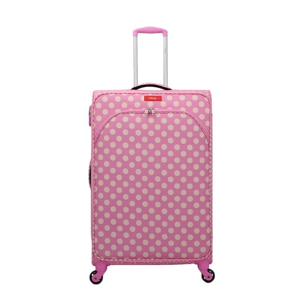 Różowa walizka z 4 kółkami Lollipops Jenny, wys. 77 cm