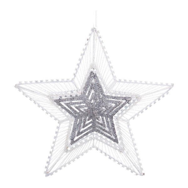 Biało-srebrna dekoracja świąteczna Ixia Star, 25 x 25 cm