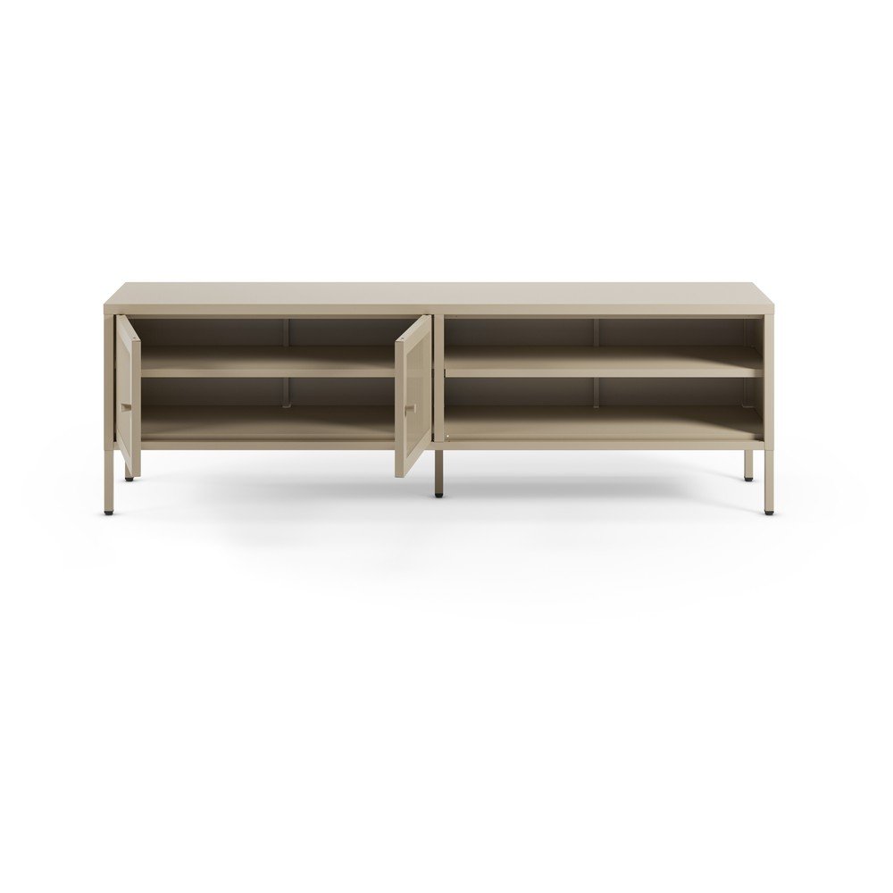 Kremowa metalowa szafka pod TV 160x50x35 cm Fayna – Marckeric (zdjęcie 4)